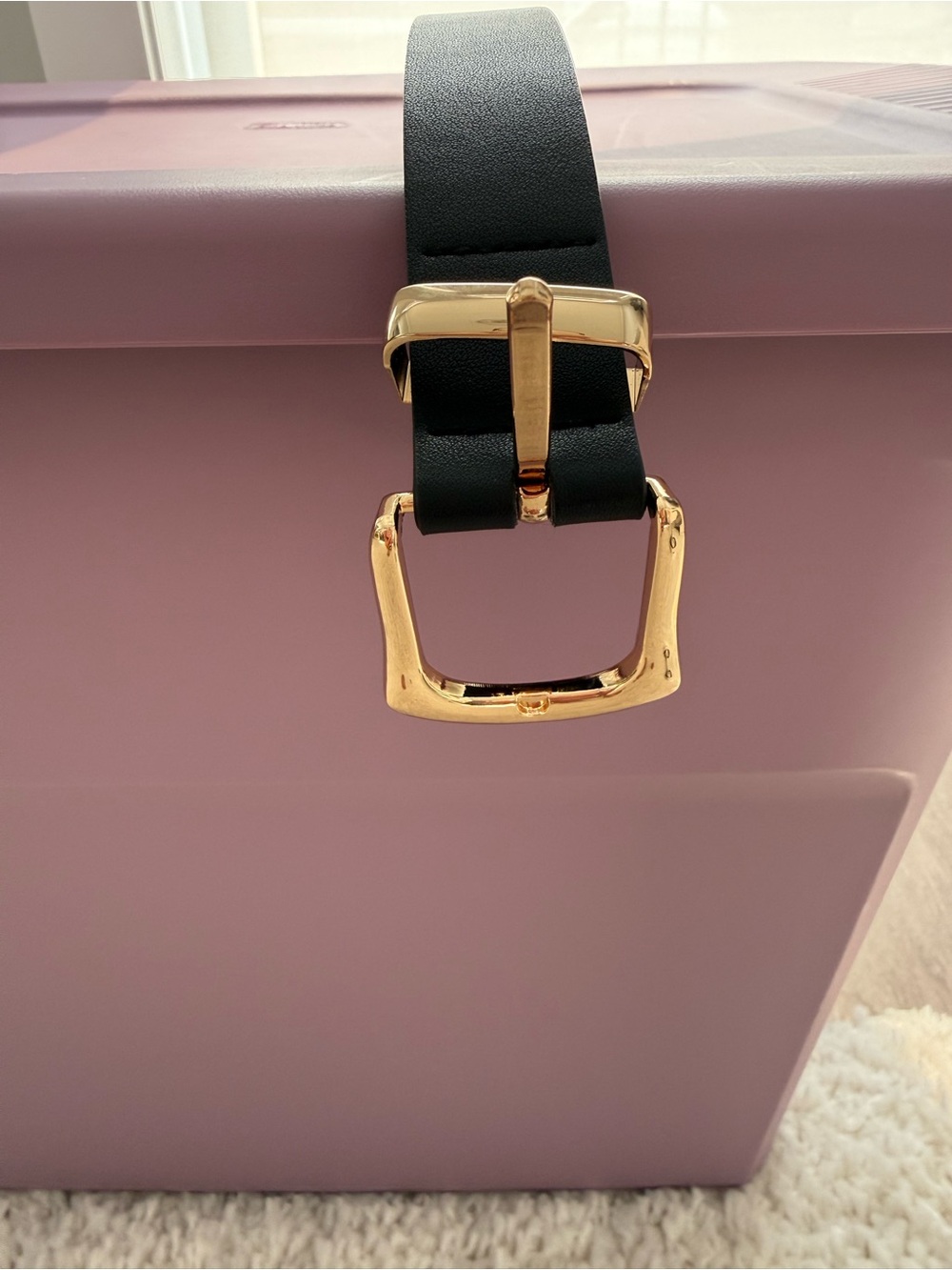 NEW Vince Camuto Black Vegan Leather Belt with Gold Buckle Size L